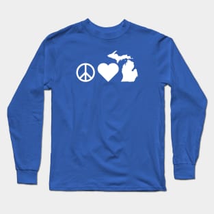 Peace Love Michigan Long Sleeve T-Shirt